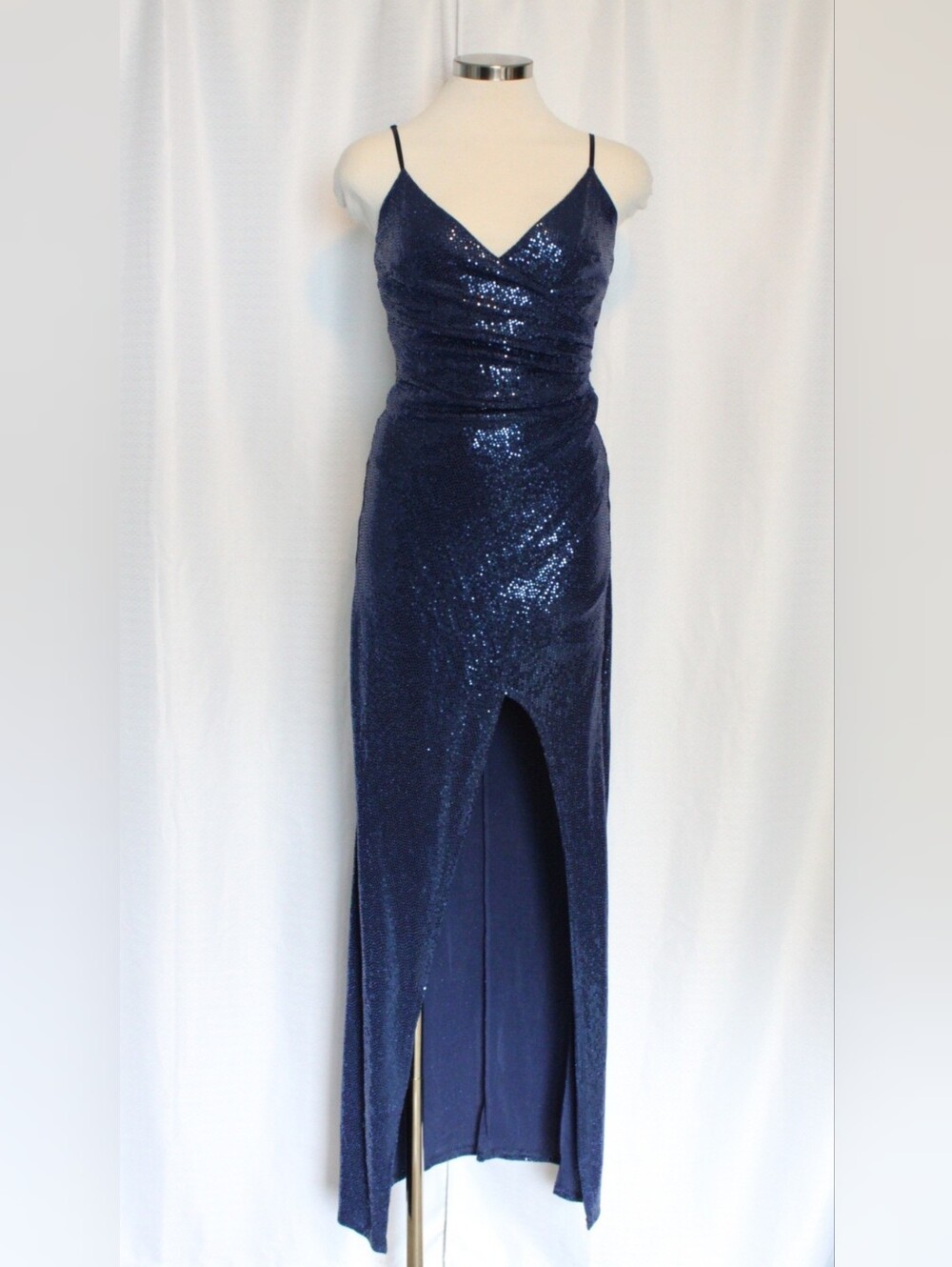 Emerald Sundae Navy Blue Sequin Formal Maxi Dress Size S